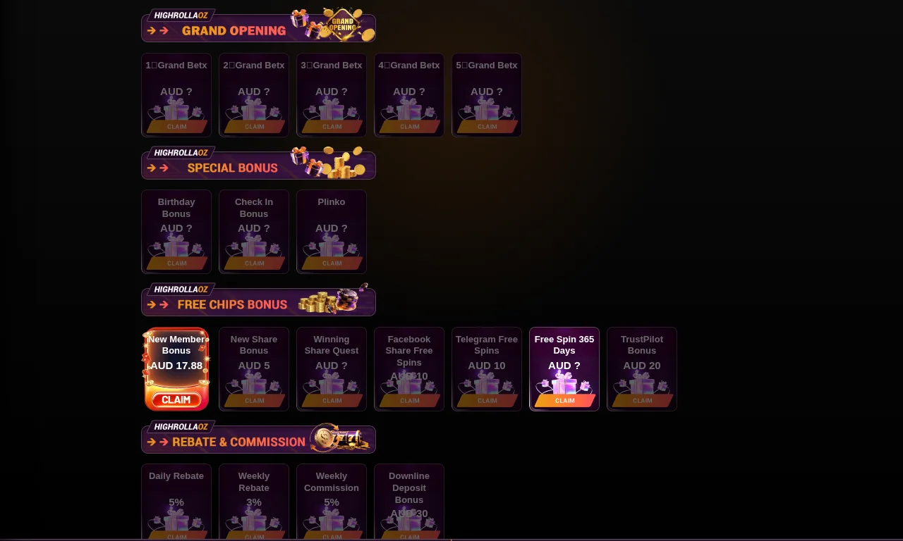 HighRollaOZ bonus banner
